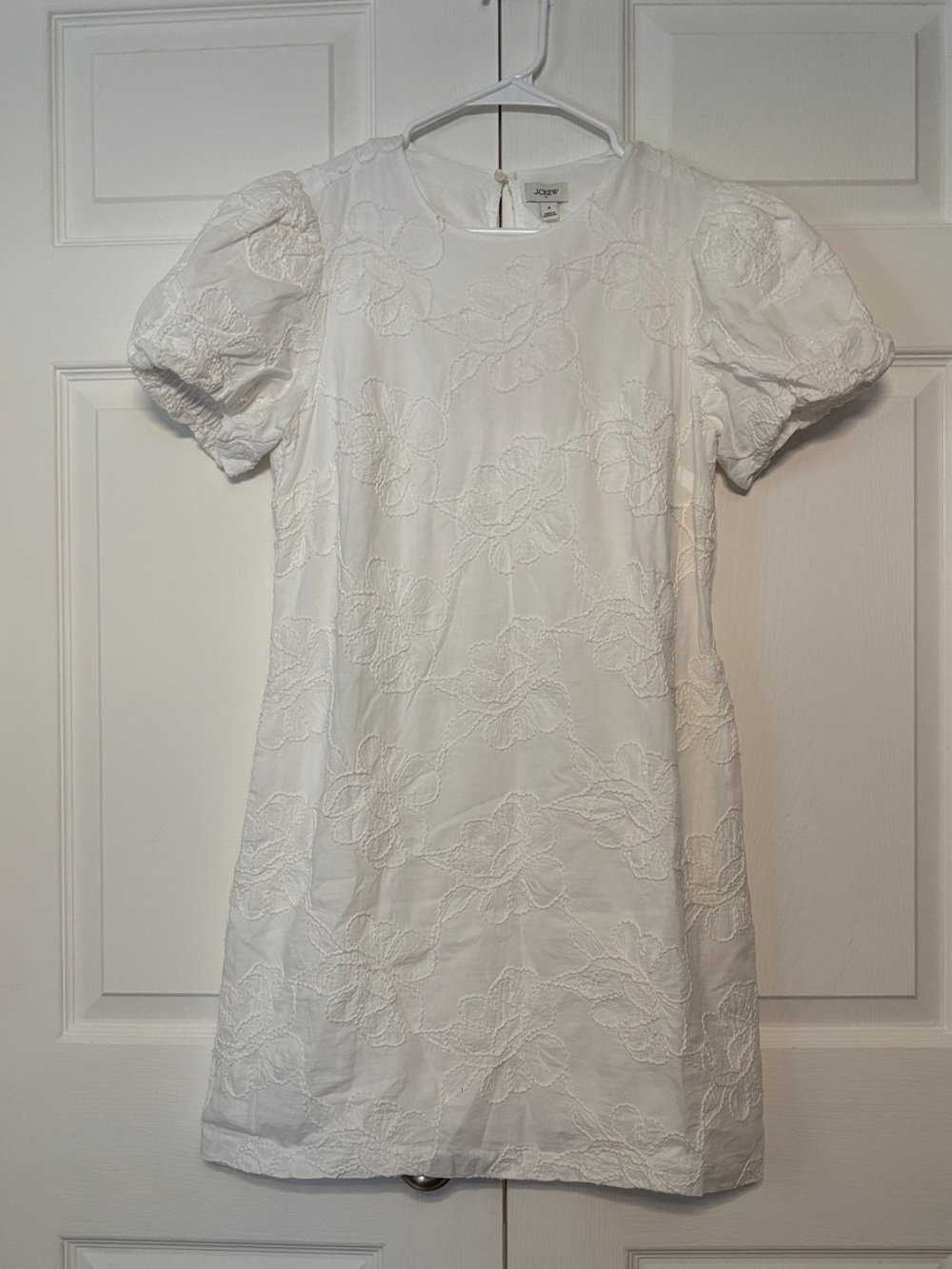 J.Crew Women’s NWT White Floral Embroidered Puff Sleeve Dress Size 4